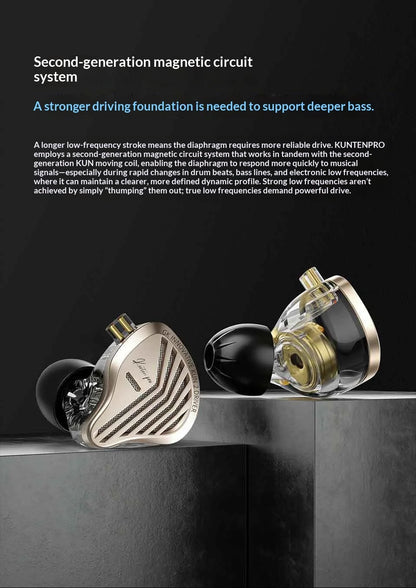 GK KUNTEN PRO HiFi In Ear Earphones Second Generation Dynamic Driver Long Stroke Bass Wired Headset For Music Audiophile