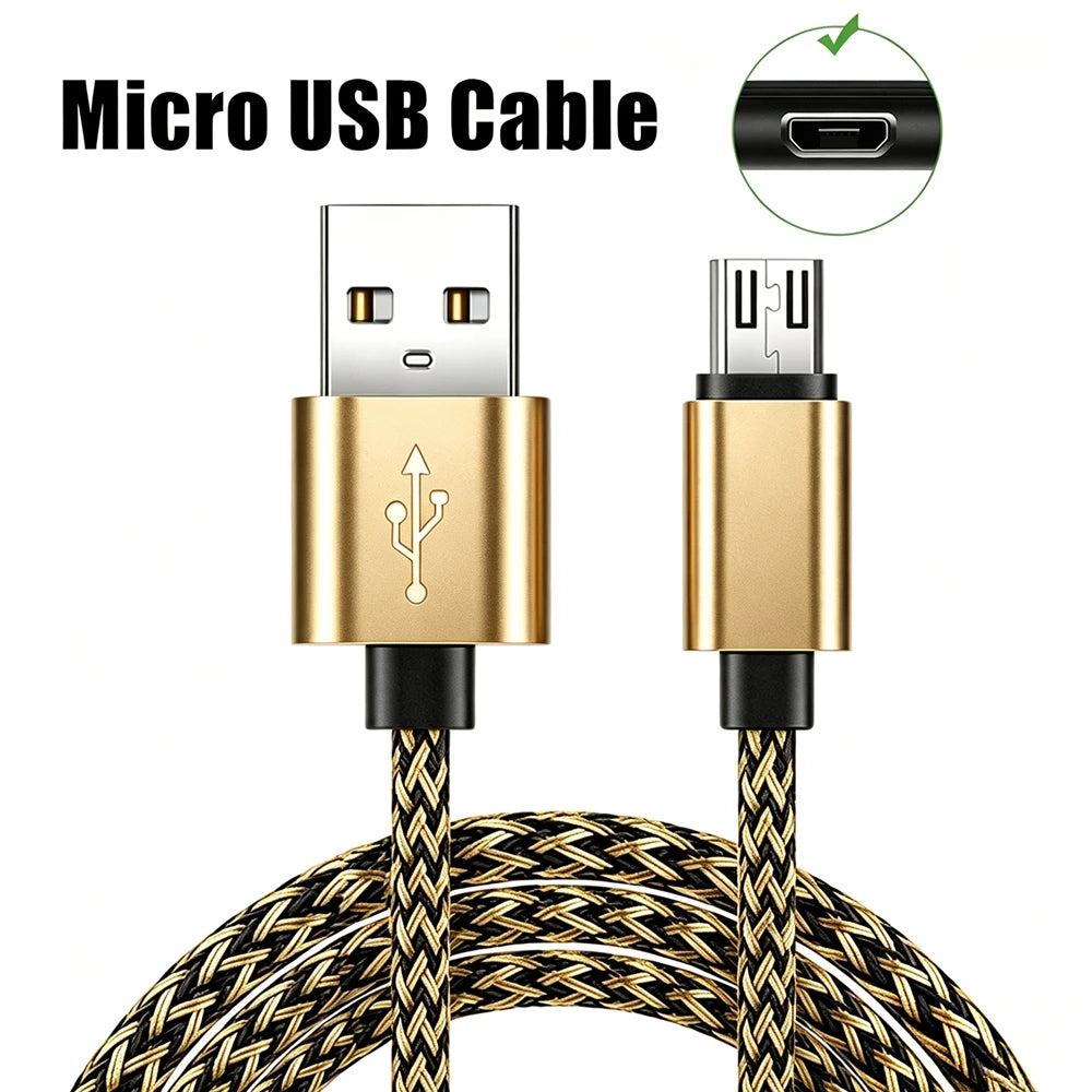 Micro USB Data Charging Braided Cable For Samsung S7 Redmi 9A 10A 12C Honor 7 8X 9i 20i OPPO R11 R15 A3 A51 A73 A7X VIVO Y85 Y93