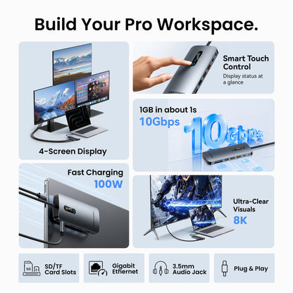 Vention 13 in 1 USB C Docking Station 8K DP Triple Display Dual 4K HDMI USB 3.2 HUB One Touch Screen Off for MacBook Pro Windows
