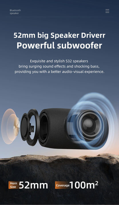 Zealot_S32 Wireless Bluetooth Speaker Mini Portable Subwoofer Speaker TWS Dual Pairing BT5.2 15W Wireless Speaker for Outdoor