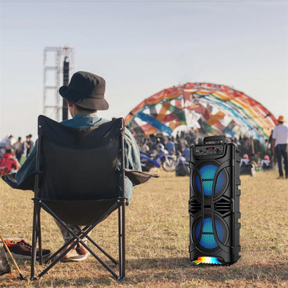 6000W Portable Party Bluetooth Speaker Sound System  Rechargeable Outdoor Loud Karaoke Dual 8 " Speaker