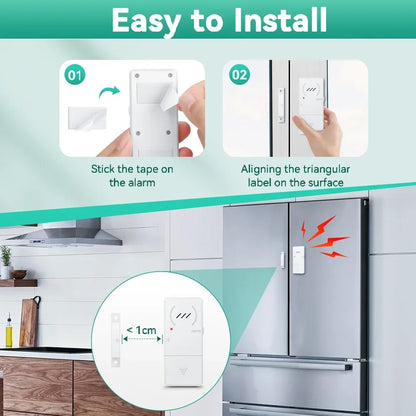 Magnetic Security Sensor Refrigerator Door Alarm Windows Open Alarms 60 Seconds Delay Loud 96 DB for Home, Store, Office