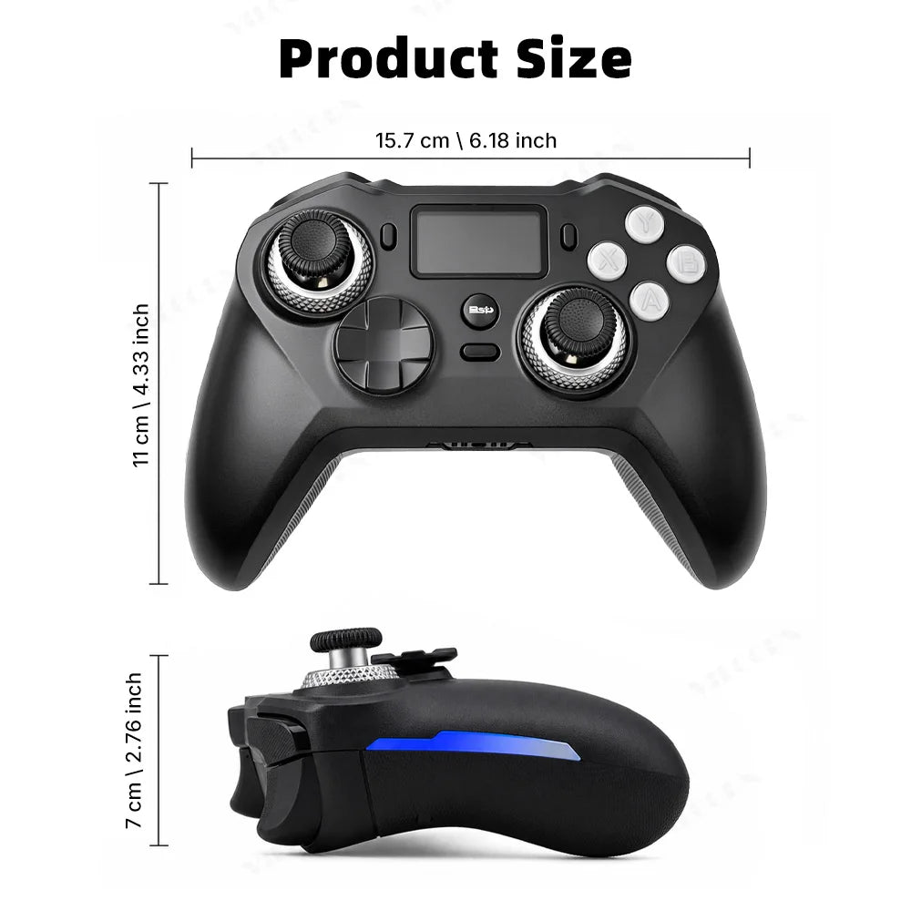 G8 Wireless Game Controller for PC Switch Android iOS Mobile Phone 4 Hall Operation-with TMR Hall Joystick, 30-90gf Adjustable Damping, Smart Screen, Turbo Macro RGB Light, 6-Axis Vibration Gamepad