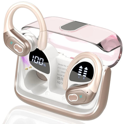 Wireless Earbuds Sport Bluetooth 5.4 Headphones with Noise Cancelling Mic 75Hrs HiFi Stereo Over Ear Bud LED Display USB-C IPX7