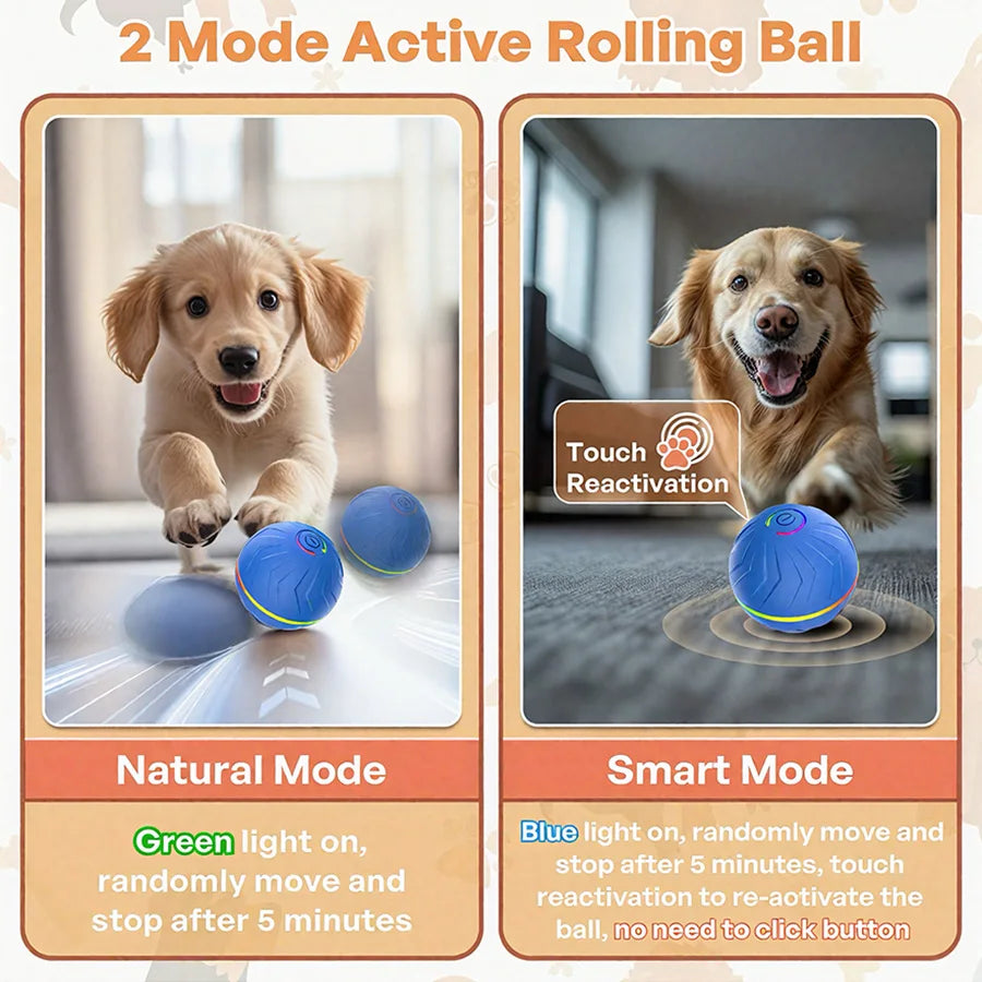 Interactive Smart Dogs Toys Balls - USB Automatic Moving Bouncing Ball for Puppy to Large Dog - Electronic Pets Ball Birthday Gi