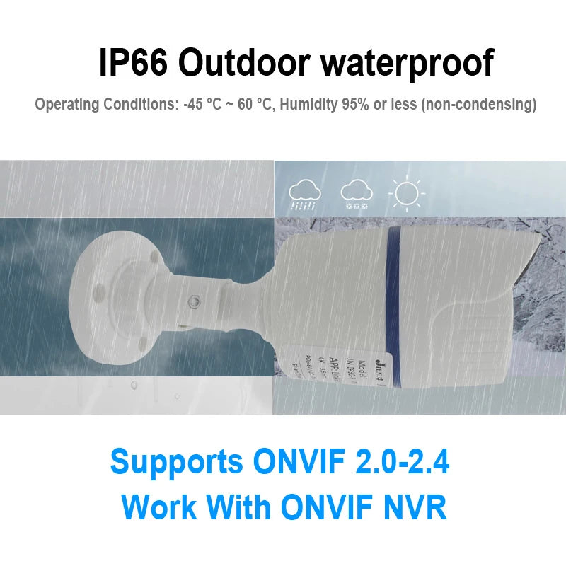 JIENUO 4K Poe Camera IP Outdoor Waterproof Security Surveillance Night Vision 4MP 5MP 8MP Onvif Audio CCTV Video HD Home Cam Net