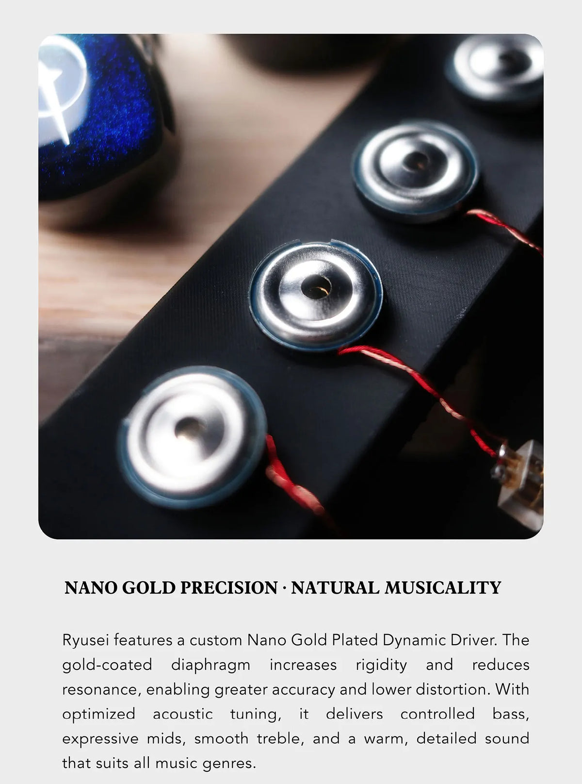 New QoA X 7th Acoustics Ryusei Headphone Single Nano Gold Plated Dynamic Driver In Ear Earphones With HiFi Earbuds Cable Plug