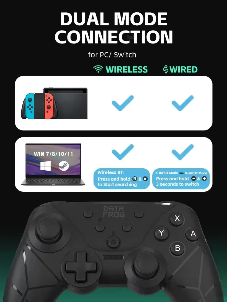 DATA FROG Lightweight Gaming Gamepad NFC Turbo Burst Function Dual Motor Vibration Controller For Switch OLED Lite