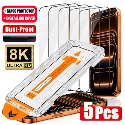 1-5PCS Tempered Glass For iPhone 18 17 Pro Max 17 Air 16 15 14 Plus 13 12 Mini 11 XR XS Dust Free Installation Screen Protectors