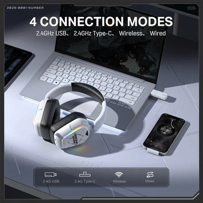 ONIKUMA GT883 Wireless Headset Gaming Headphones Four Mode Bluetooth 5.4 2.4G Low Latency RGB Light Foldable Earphones With Mic