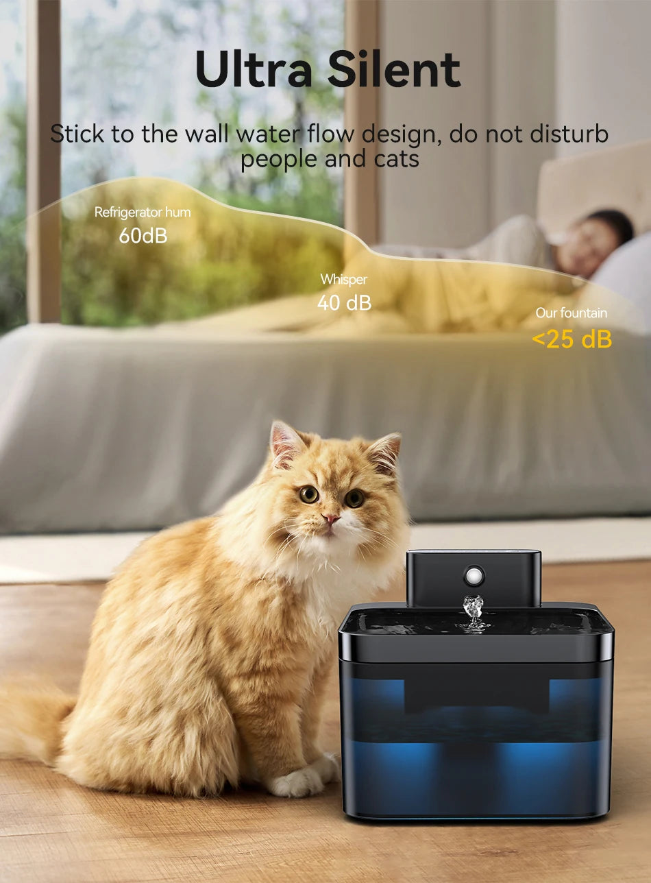 ROJECO Wireless Automatic Cat Water Fountain 2600mAh Pet Water Dispenser For Dog Cat Infrared Sensor Smart Pet Drinkier Fountain