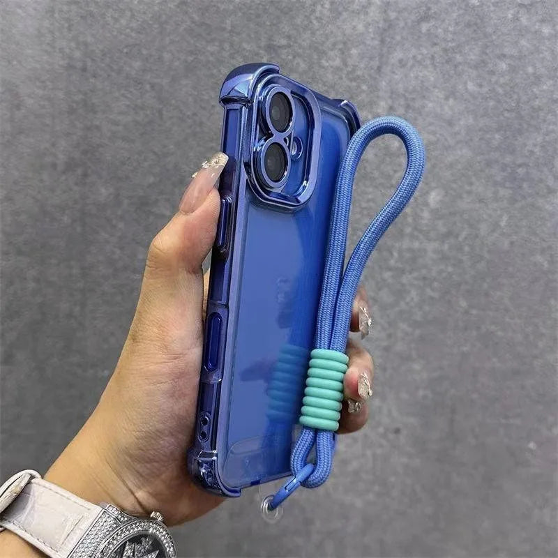 For Vivo S50 S30 Pro mini Y500 Pro Y50 Y31 2025 Y300 GT Y21D VivoY500 Plating Frame Casing With Strap Rope Shockproof Back Cover