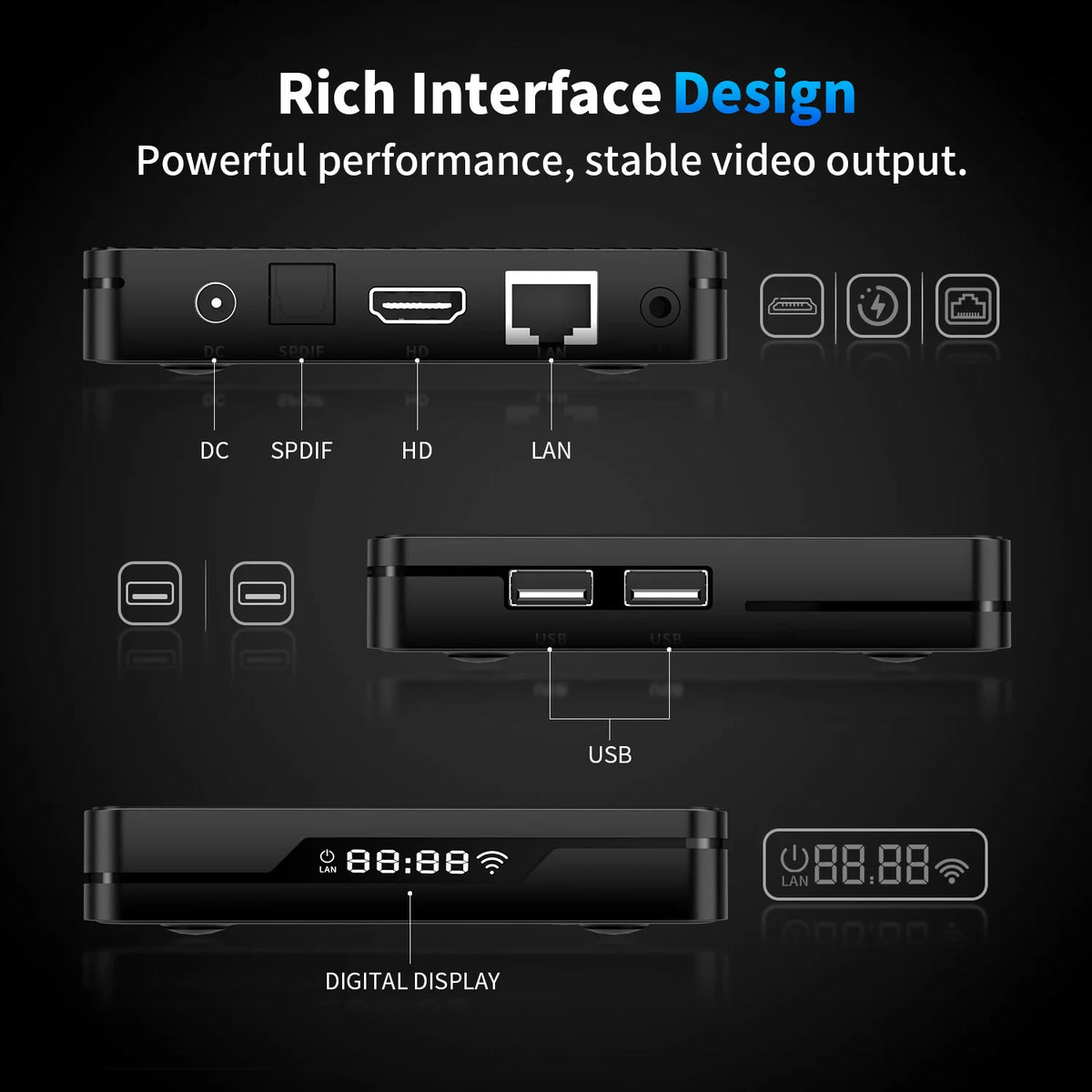 Amlogic S905A Quad Core Cortex A55 Android 14.0 8K 1000M LAN Wifi6 BT5.0 RAM 4GB ROM 64GB Game TV Stick Smart TV Box X88 PRO X5M