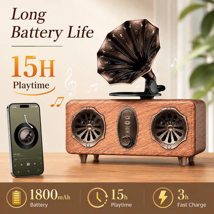 Retro Bluetooth Speaker,FM Radio Vintage Speaker Bass with USB TF AUX Player | Old Fashion Classic Style for Home, Office, Gift