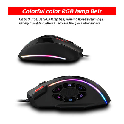 ZELOTES C13 Wired Mouse 10000DPI Programmable Gaming Mouse 13 Buttons RGB Light Laser Mouse for Gamer Computer PC Laptop