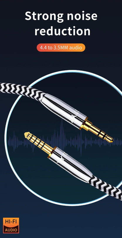 YYTCG 4.4mm Balanced to 3.5mm AUX Audio Cable OFC Male to Male HIFI Interconnect Cord For Audio Player DAC Amplifier Headphone