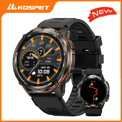 KOSPET TANK T3 Ultra 2 Smart Watch for Men GPS Stainless Steel Extra-Long Battery 5ATM IP69K Waterproof 24/7 Health Monitor