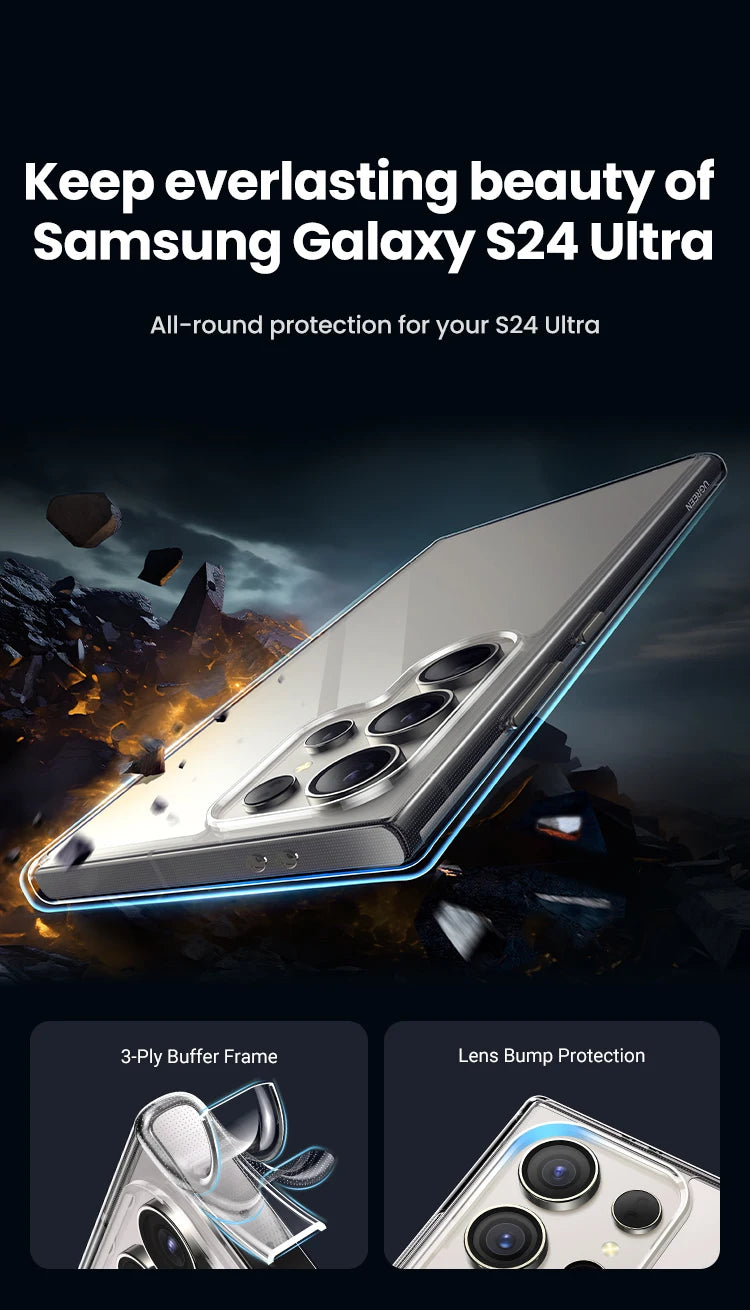 UGREEN Clear Case For Samsung Galaxy S25 Ultra Shockproof Transparent Case Cover Protective TPU for Samsung S24 Ultra Case