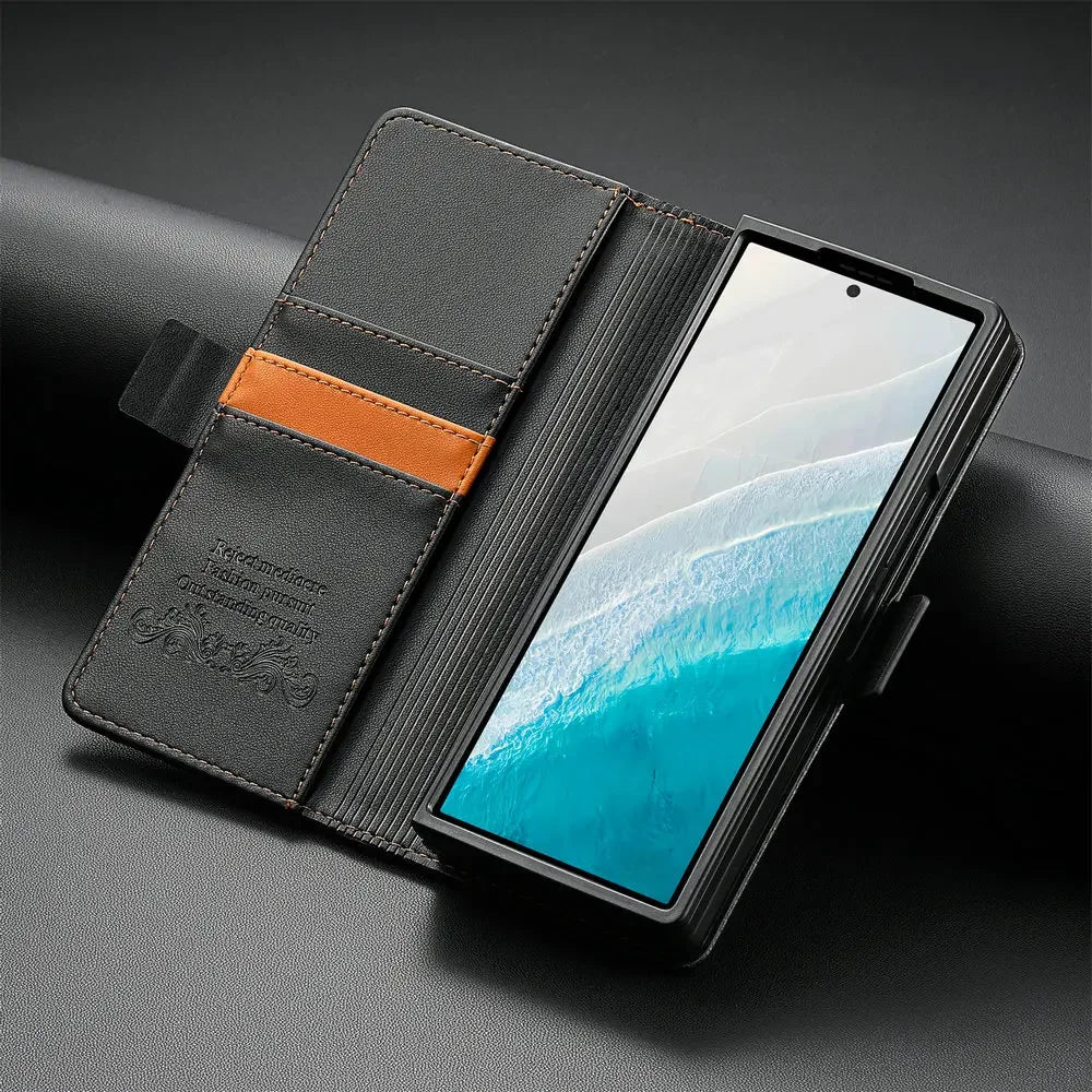 Luxury Leather Wallet Cover for Samsung Galaxy Z Fold 7 5G 2025 Flip Case Magnetic Book Business ZFold 3 4 5 6 Fold7 RFID Cover