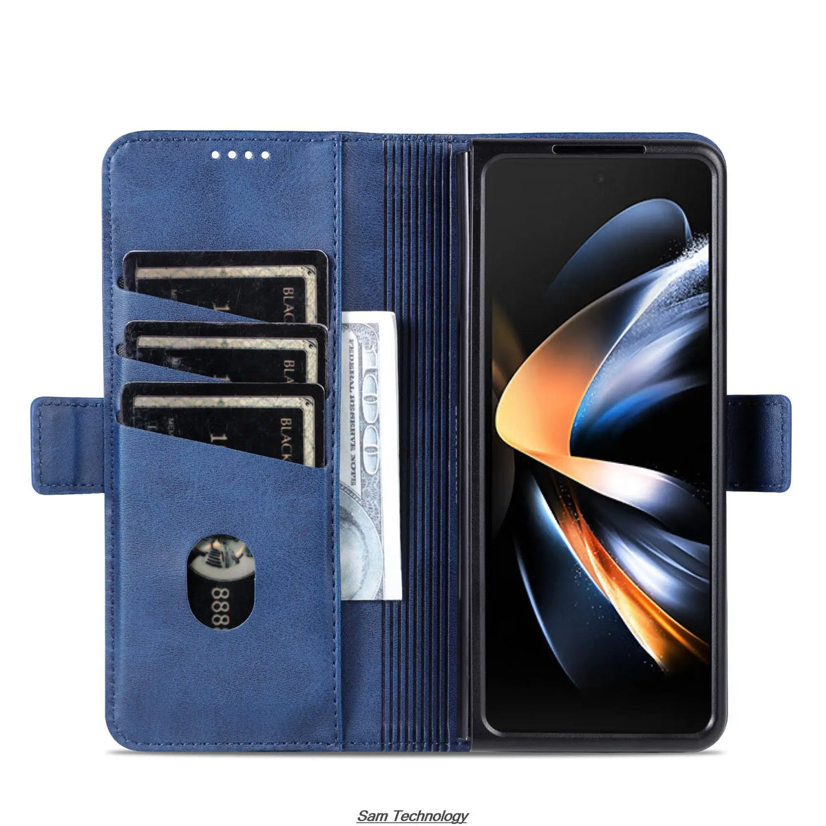 Magnetic Adsorption Leather Fitted Case for Samsung Galaxy Z Fold5 / Z Fold 5 6 7 4 3 5G Flip Cover Protective Case Fundas Coque