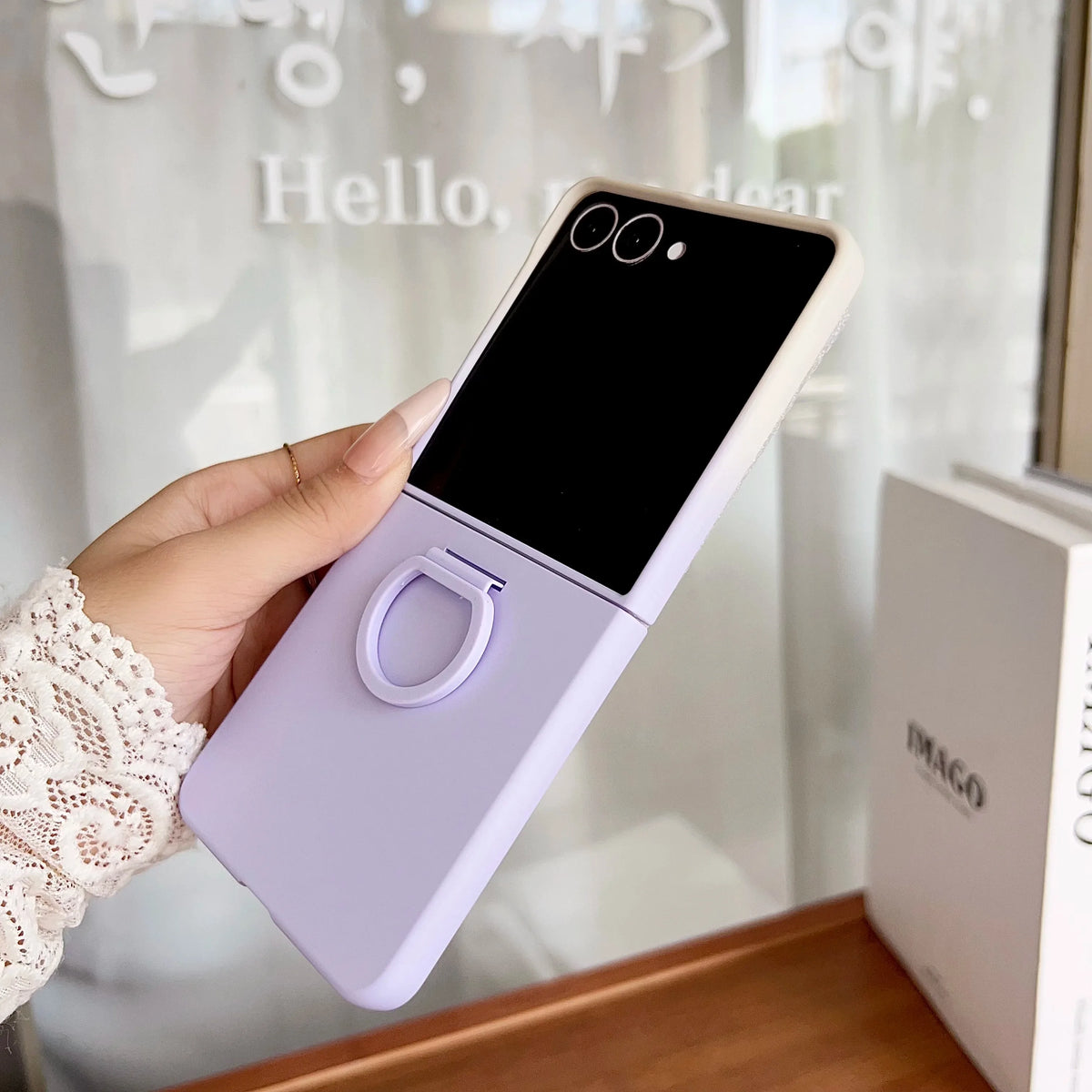Hot Skin Feel Glass Case for Samsung Galaxy Z Flip 7 FE Fold Business Fashion Ring Hinge Protective Cover for Flip5 Flip6 Cases
