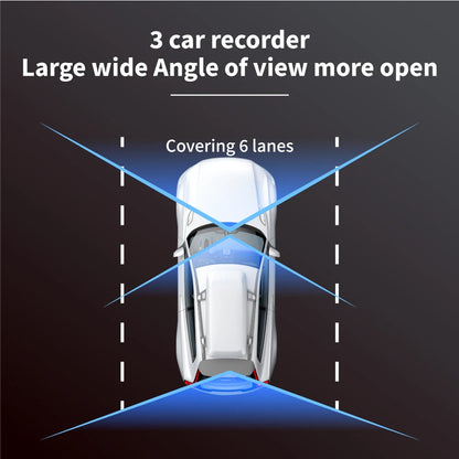 3 Channels Dash Camera For Cars HD 1080P Video Recorder 3 Lnes Front Inside Rear View Camera Night Vision Loop Recording Black B