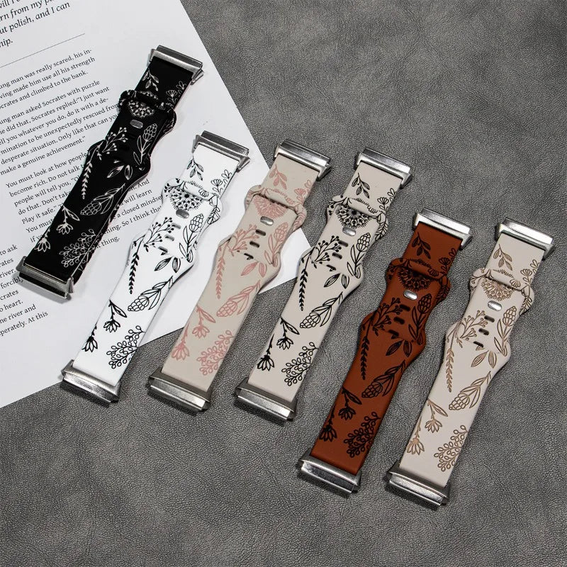 Flower Design Engraved Silicone Strap For Redmi Watch 3 /3 Lite /3 Active Two-tone Silicone Sport Strap For Redmi Watch3