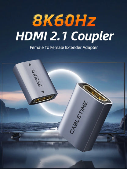 CABLETIME 8K HDMI 2.1 Extender Female To Female Converter Extension Adapter for Laptop PC TV PS3 PS4 Monitor Extension Adapter