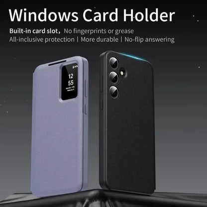 Original Business S-view Leather Flip Case For Samsung S25 S24 S23 S22 Plus Ultra LED Display Windows Card Pockets Protect Cover