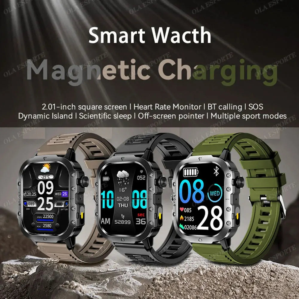 2026 New Rugged Military GPS Smart Watch Men Bluetooth Call Health Monitoring Sports 5ATM Waterproof Smartwatches Man Pk HT30