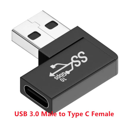 90 Degree Right Up Down Angled Micro USB Male to Type C Female Extension Adapter for Laptop PC Chargers Converter