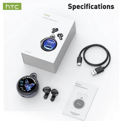 HTC NE71 True Wireless Earbuds ANC Noise Cancelling Bluetooth 6.0 22H Playtime In-Ear Comfort Gaming Low Latency