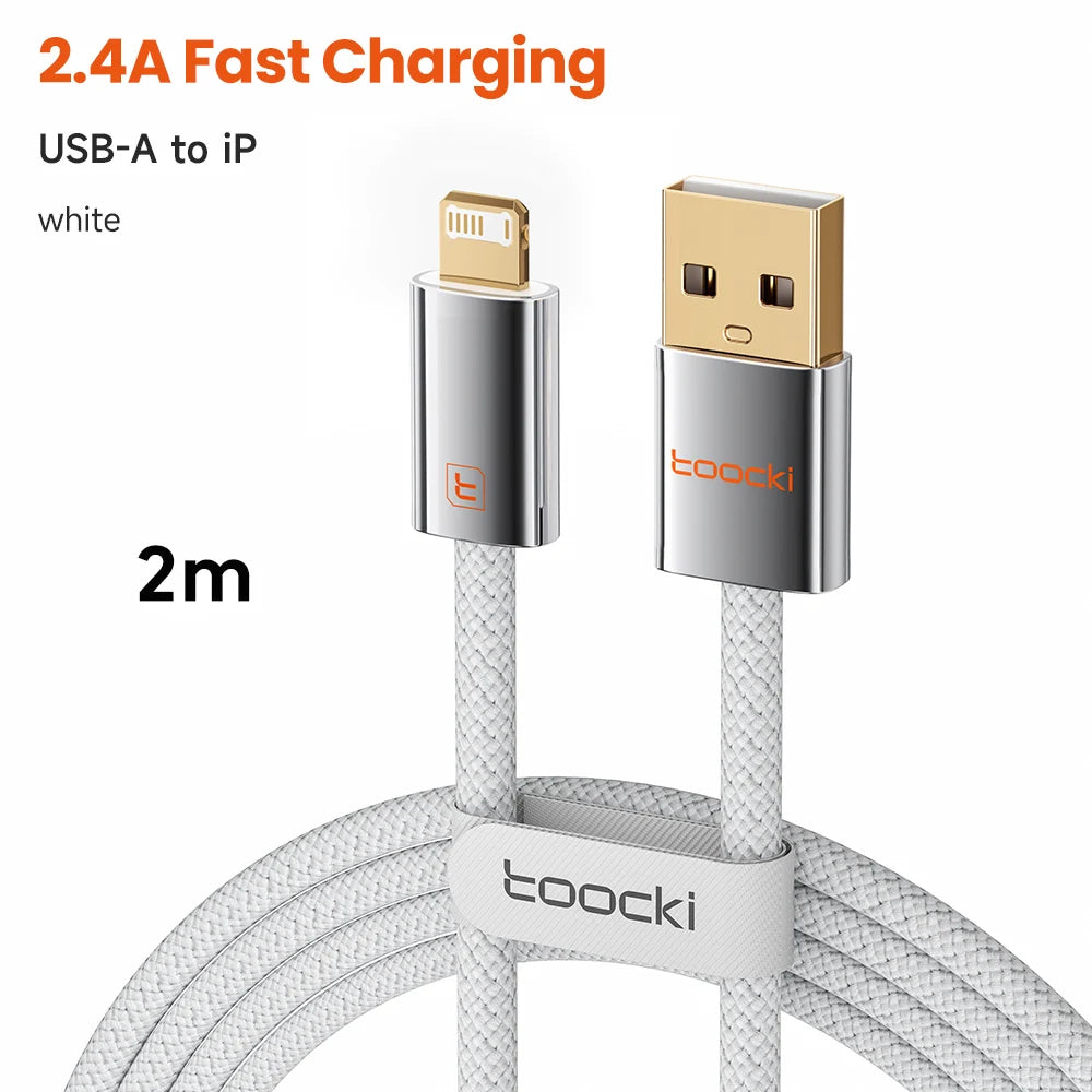 Toocki 27W USB C to Lightning Fast Charging Cable for iPhone 14 13 12 Pro Max Xs 2.4A USB A to iP Zinc Alloy Data Cable for iPad