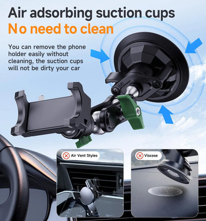 Universal Metal Car Phone Mount, 360° Rotation for Windshield/Dashboard, Suction Cup Holder for IPhone Samsung All Smartphones