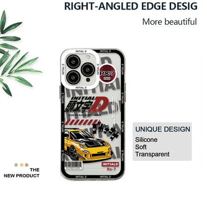 Anime Initial D AE86 Phone Case For iPhone 15 14 13 12 11 Mini Pro Max X XR XSMax 6S 6 7 8 Plus SE20 Transparent Cover