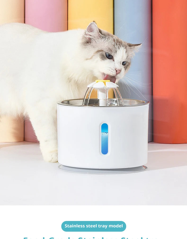 New 3.2L Stainless Steel Cat Water Fountain, USB Auto Smart Pet Drinking Fountain with Visual Water Window, Silent Pump for Cats