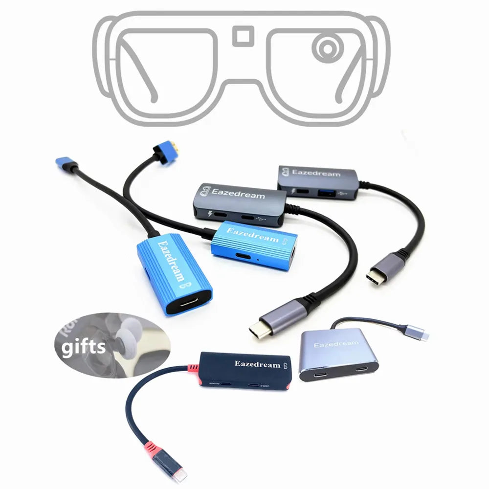 AR Glasses Hub Seamless Multi-Device Type-C HDMI-compatible Charging Adapter for Xreal Beam Viture Rokid Station Rayneo XR USB-C