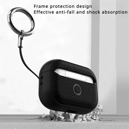Leather Texture Case For Apple Airpods 1 2 3 4 Pro air pods Wrieless Bluetooth Earphone Protective Cover Anti-lost Headphone Bag