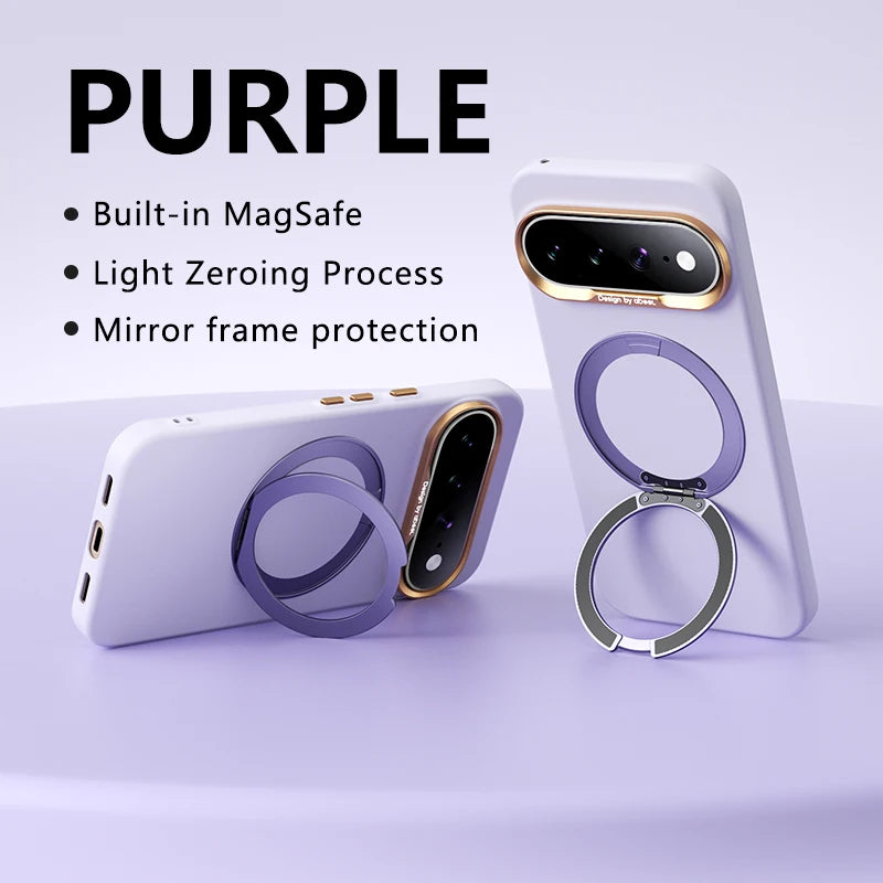 360 Rotating Bracket Liquid Silicone for Magsafe Phone Case for Google Pixel 11 10 Pro XL 10A Magnetic Wireless Charging Cover