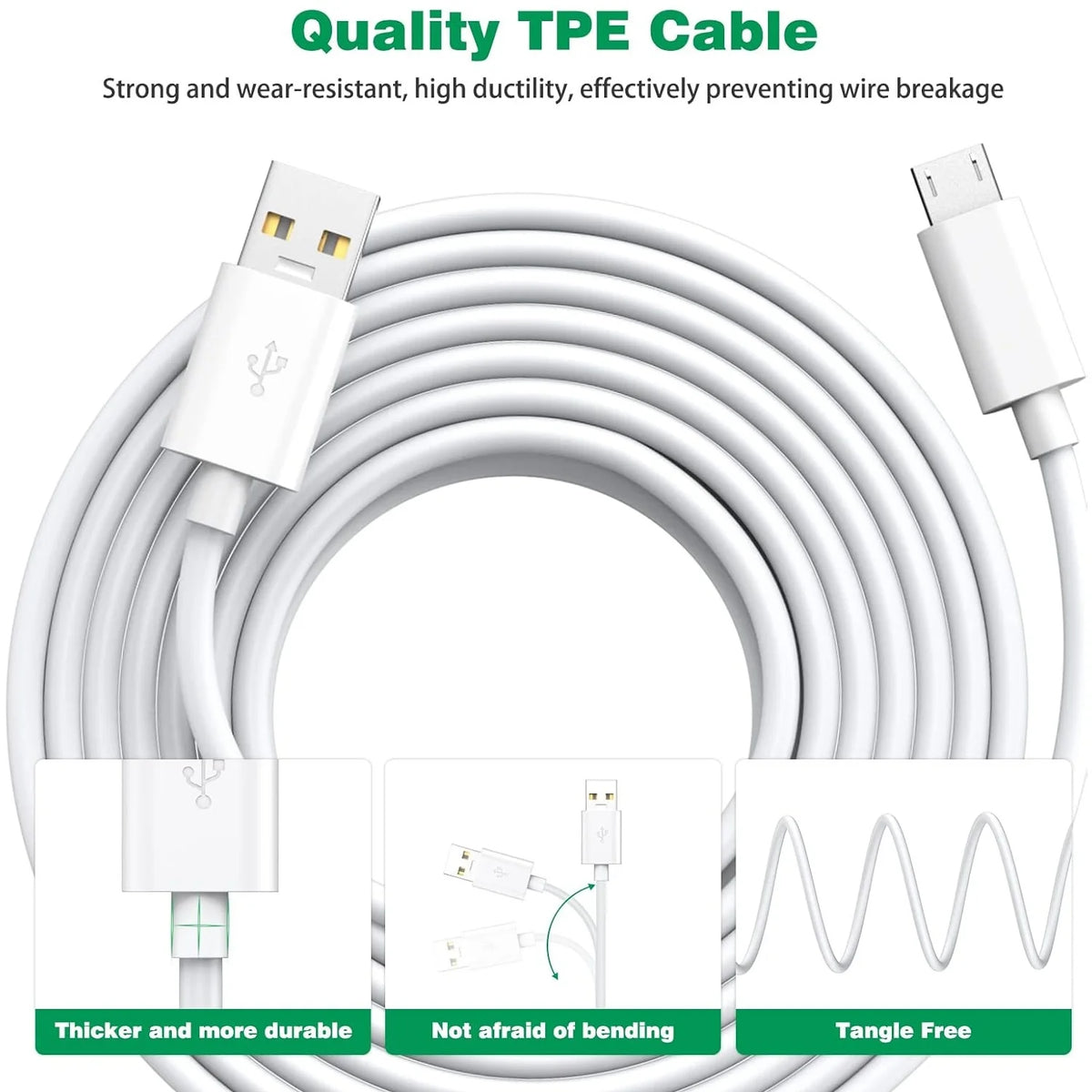 1m/5m/6m/10m/14m Micro USB Extension Fast Charging Cable For Xiaomi Camera Android Smart Phone USB Extended Charging Cord