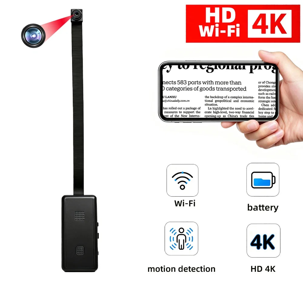 HD4K mini Wi-Fi Camera, Supports Remote Viewing, Motion Detection, Optional Macro Lens, Home Nanny Style Camera