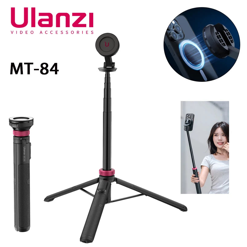 Ulanzi MT-84 Portable Bluetooth Selfie Stick Smartphone Tripod Quick Release With Wireless Bluetooth Controller For iPhone 15 14