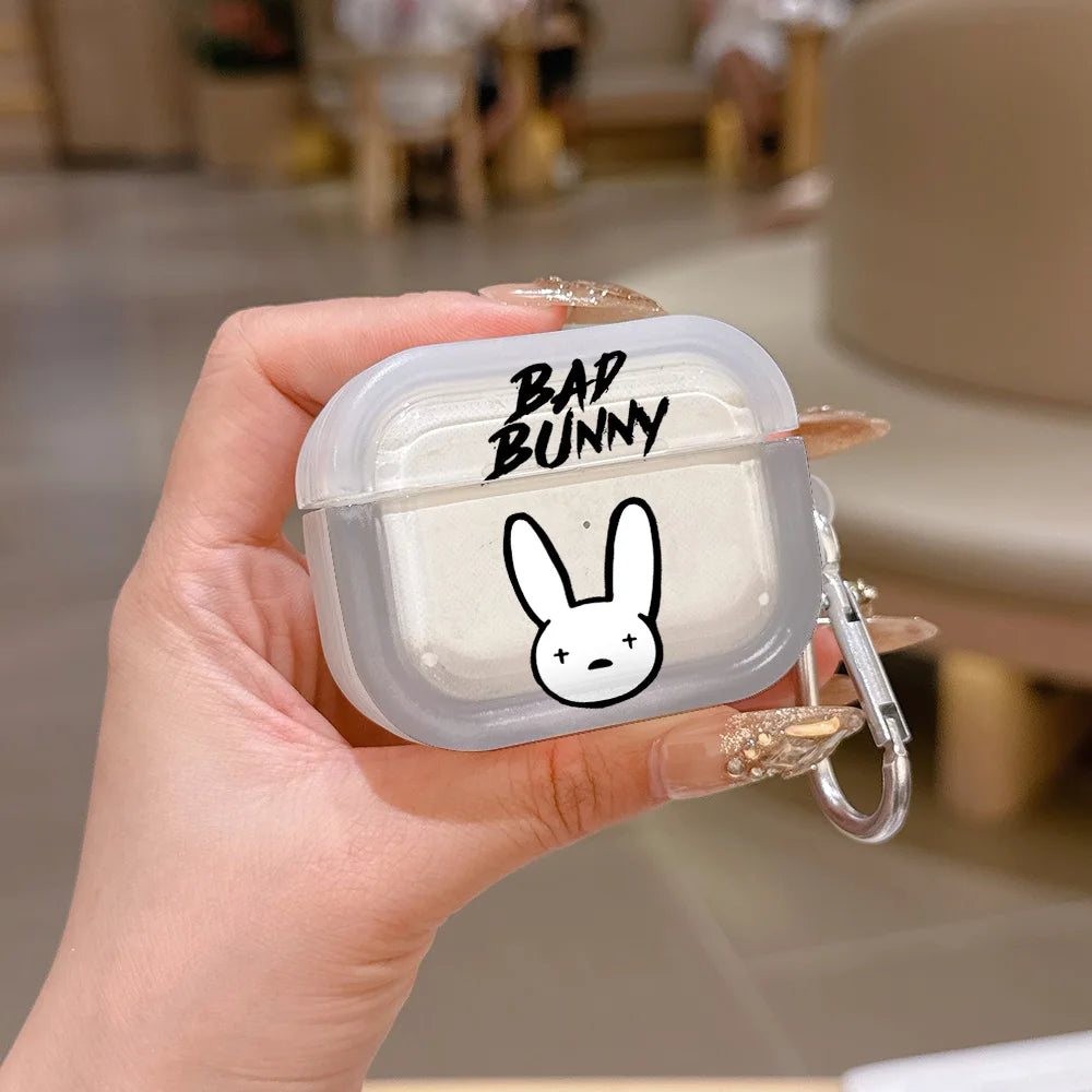 Singer B-Bad B-Bunny Translucent Silicone Case for Airpods 4 3 Pro 2 1 Wireless earphone Headphone Pro2 Protective Covers
