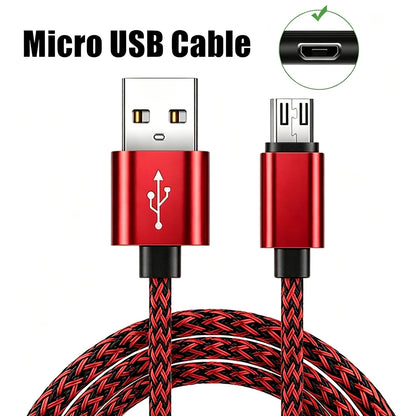 Micro USB Data Charging Braided Cable For Samsung S7 Redmi 9A 10A 12C Honor 7 8X 9i 20i OPPO R11 R15 A3 A51 A73 A7X VIVO Y85 Y93