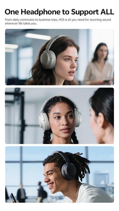 QCY Wireless Bluetooth 6.0 BH25H3SA Headphone 3D Spatial Audio Earphone -56dB Adaptive ANC 53mm Driver Foldable Over Ear Headset