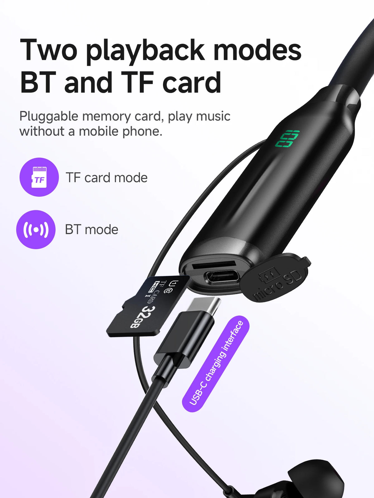 HOCO ES62 Plus Neck Band Bluetooth Earphones Wireless Headsets 150 Hours Use Sports Running Hifi Sounds Support TF Card Playback