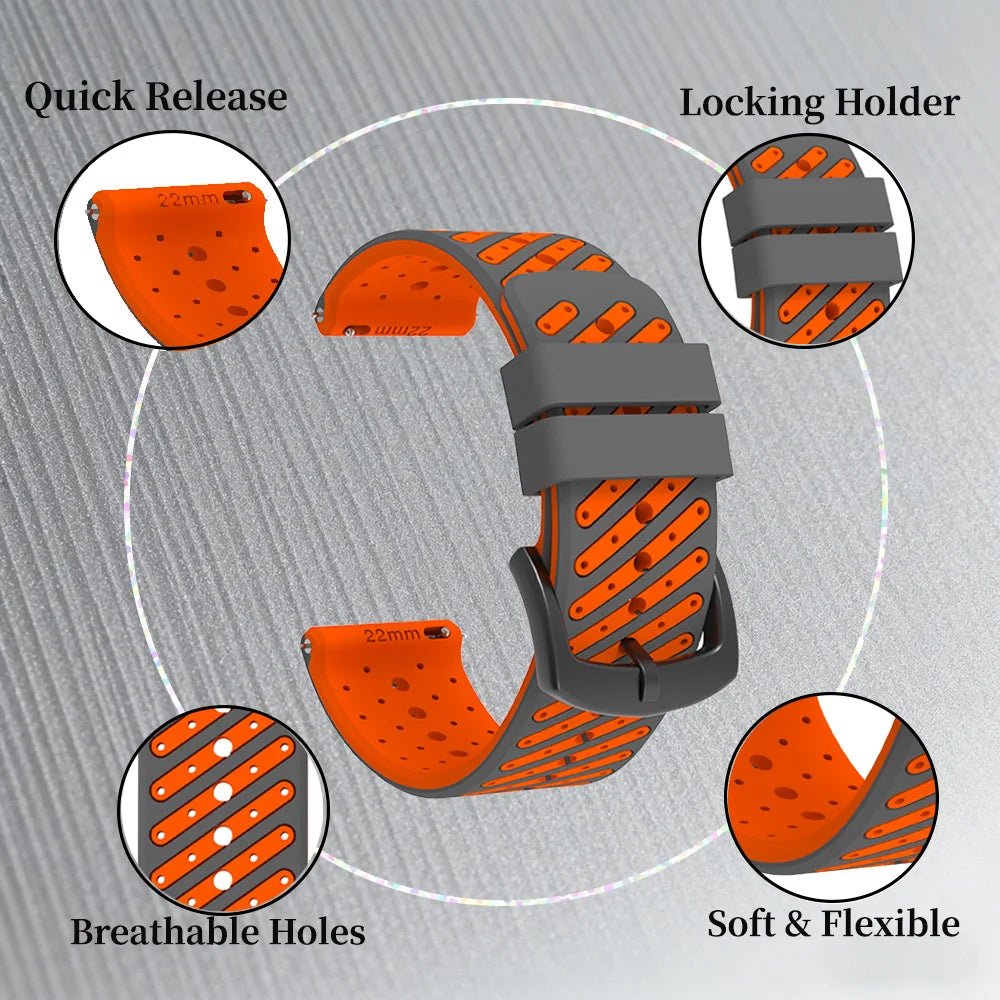 22mm Quick Release Two Tone Silicone Watch Strap For Garmin Forerunner 570 47mm 265 255 Music/Venu 3 2 45mm Sport Band Bracelet