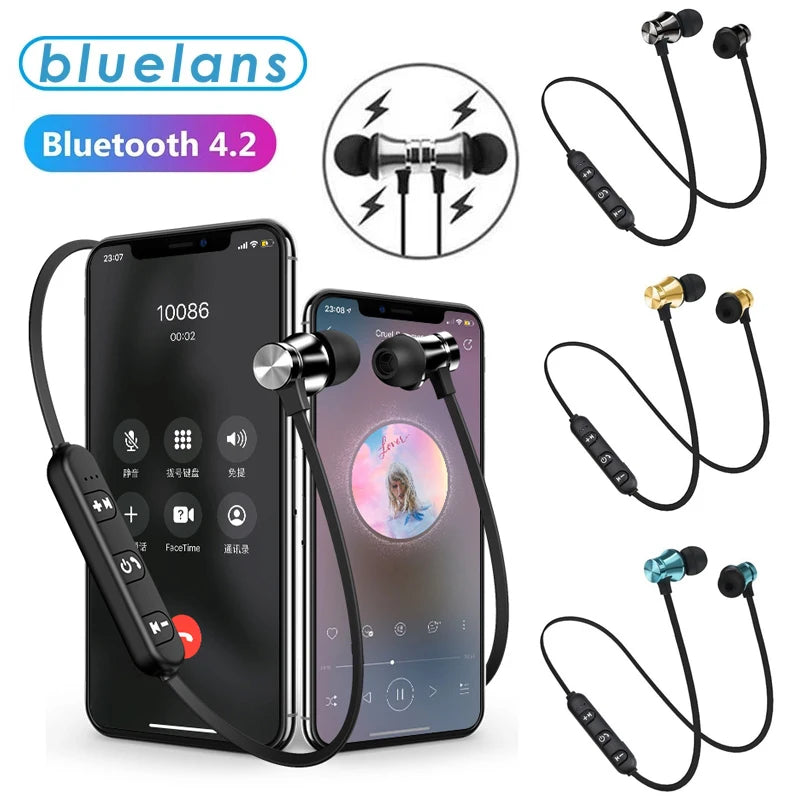 Neckband In-Ear Earphones Magnetic Adsorption Wireless Bluetooths Headset Sports Gaming Headphone With HD Mic For iPhone Xiaomi