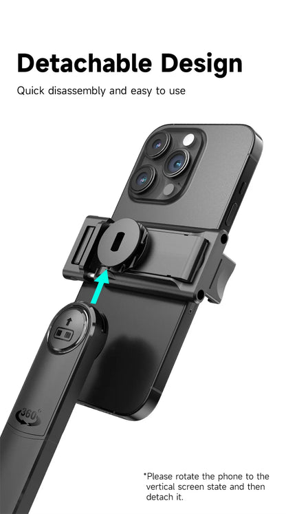 Selfie Stick Tripod Gimbal for Cell Phone 360° Auto-Rotation AI Tracking Stabilizer Shooting Quadrapod with Optional Fill Light