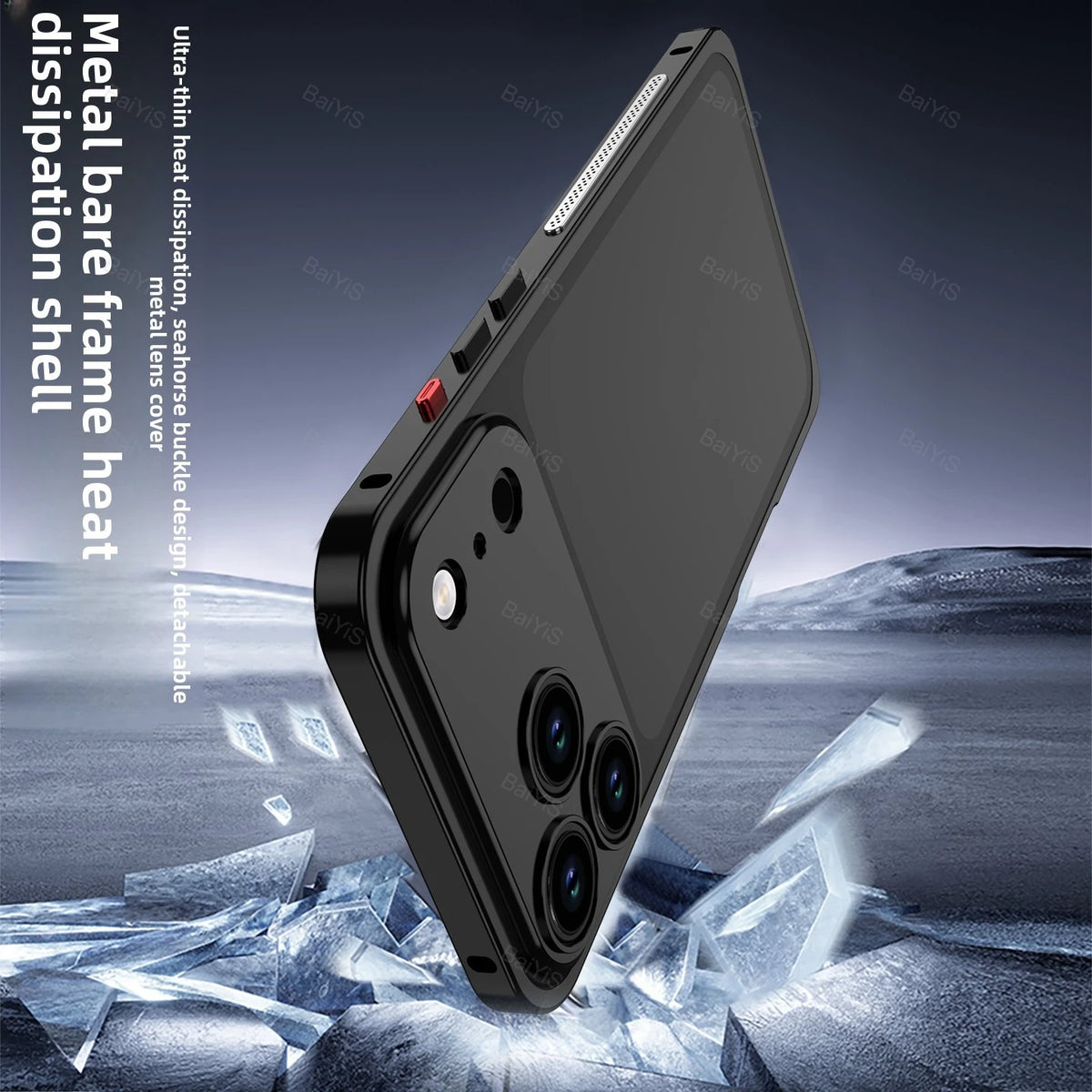 Luxury Metal Alloy Lens Protector Frame Phone Case For iPhone 18 17 16 15 14 13 Pro Max Plus Heat Dissipation Shockproof Cover